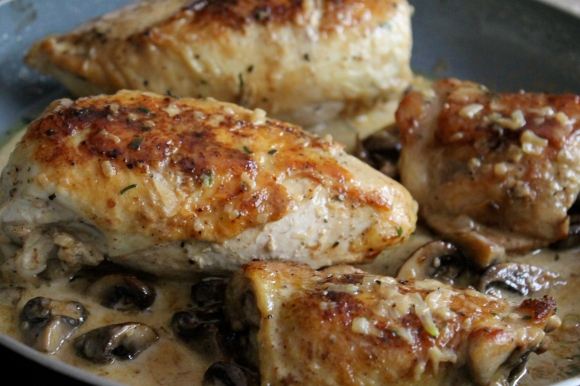 Julia Child's Sauteed Chicken with Mushrooms & Cream
